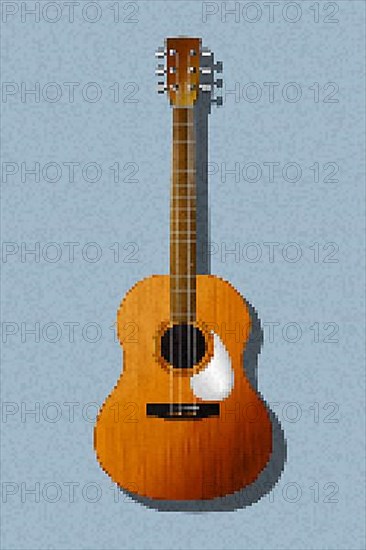 Pixel art guitar vector icon