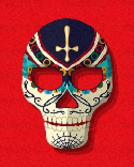 Pixel art sugar skull