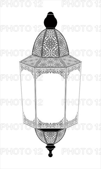 Fanous vector silhouette over white background
