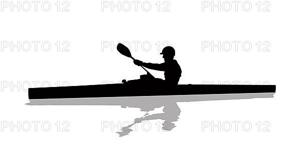 Silhouette of a kayaker on water