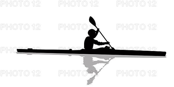 Silhouette of a kayaker on water