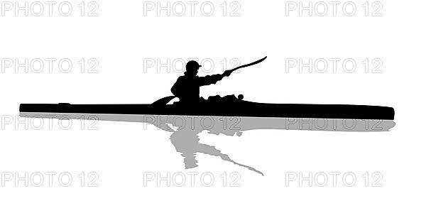 Silhouette of a kayaker on water