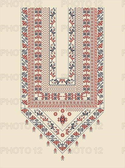 Vector pattern design with Palestinian traditional embroidery motif