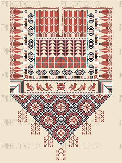 Vector pattern design with Palestinian traditional embroidery motif