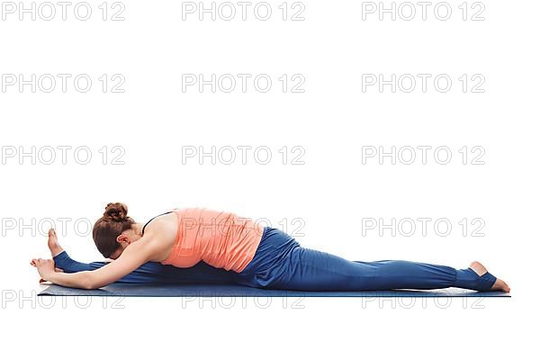 Woman doing Yoga asana Hanumanasana