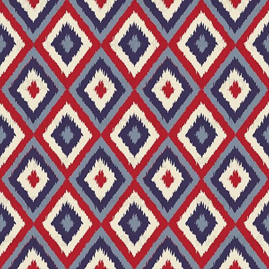 Tribal Art Ikat Ogee seamless pattern in colors