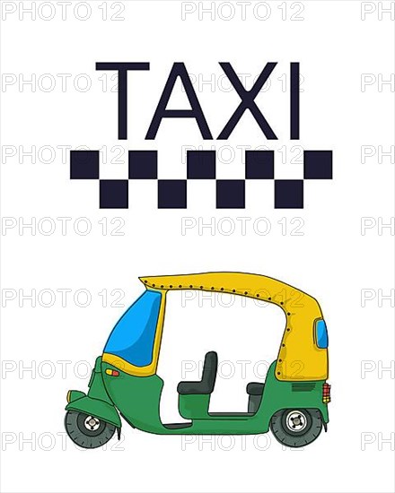 Indian tuktuk rickshaw taxi template over white background