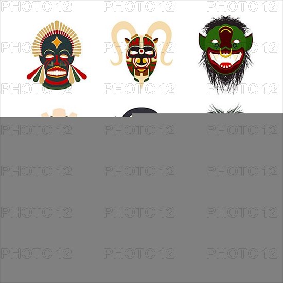 Vector tribal masks set