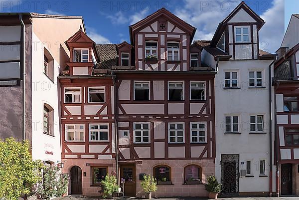 Historic half-timbered houses with dormer windows