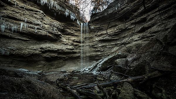 Icy waterfall in winter