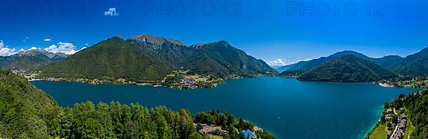 A 180 degree view of lake Ledro in the province of Trento Italy