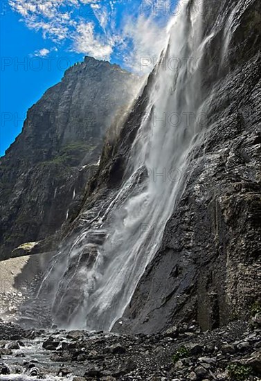 Waterfall thundering down a rock face