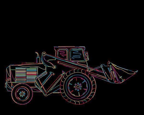 Vector illustration of colorful funky loader over black