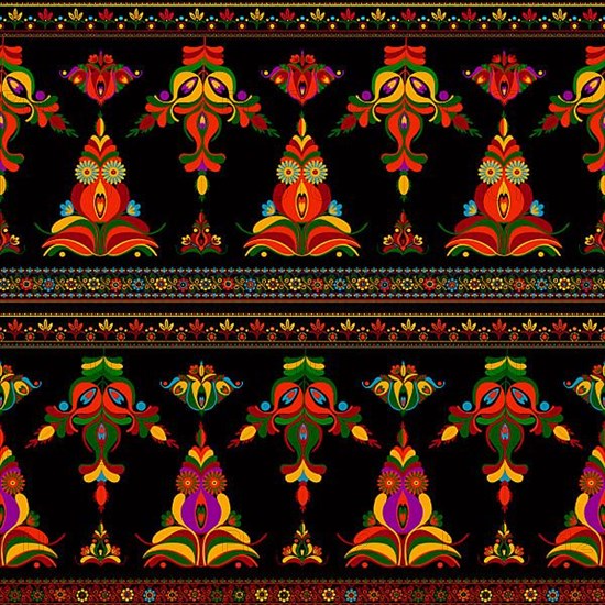 Hungarian seamless vector pattern. Kalocsa floral ethnic ornament. Traditional embroidery flower design for print