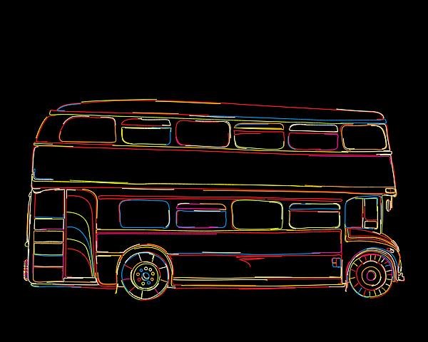 London Bus vetor sketch in colors over black