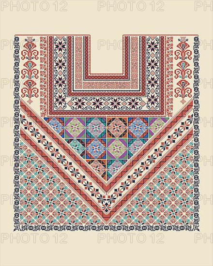 Vector pattern design with Palestinian traditional embroidery motif