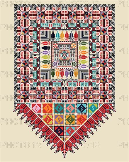 Vector pattern design with Palestinian traditional embroidery motif