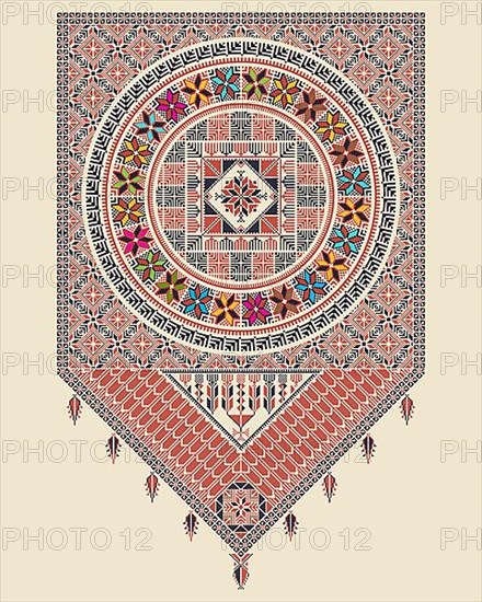 Vector pattern design with Palestinian traditional embroidery motif