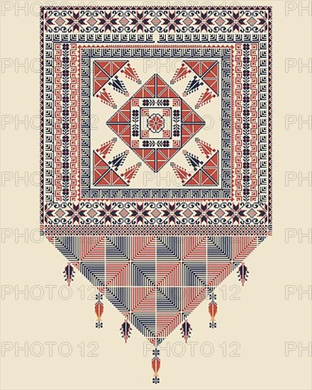 Vector pattern design with Palestinian traditional embroidery motif