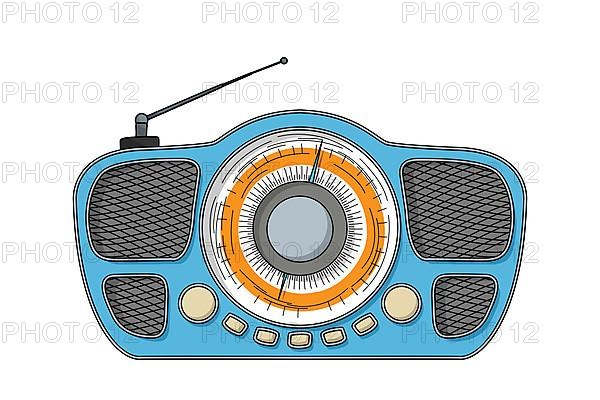 Retro style radio vector icon over white bakcground