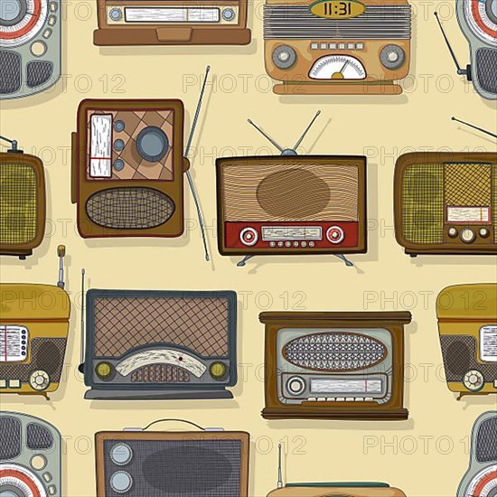 Retro style radio repeating pattern