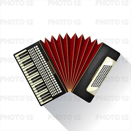 Realistic vector accordion abd shadow against white background