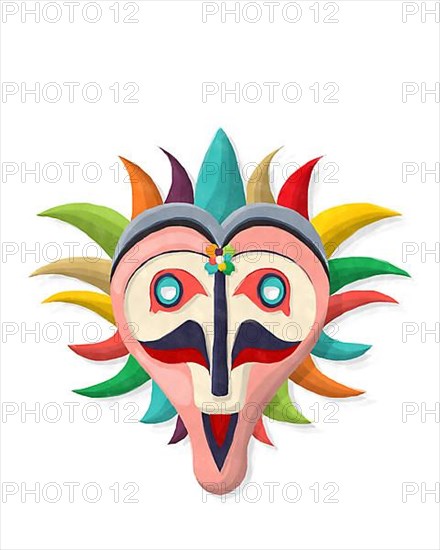 Watercolor style drawing of a carnival mask over white background