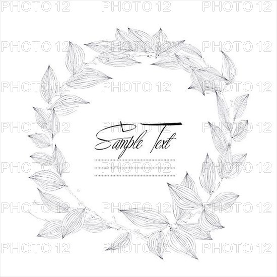 Elegant summer botanical decoration. Vector rough sketch wreath illustration with copy space