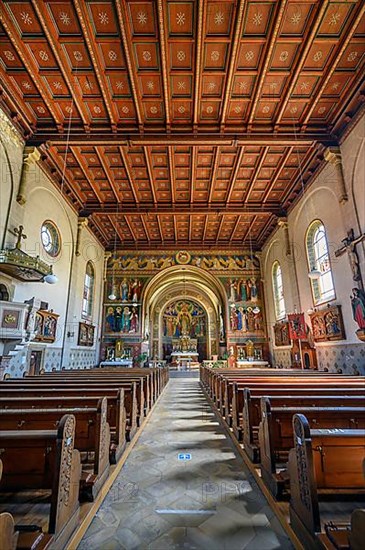 Church of St. Martin with coffered ceiling in Blaichach