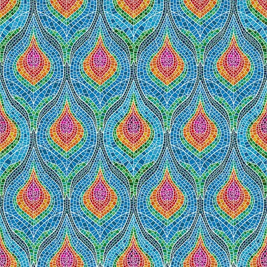 Mosaic tiles peacock feathers pattern