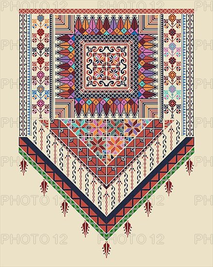 Vector pattern design with Palestinian traditional embroidery motif