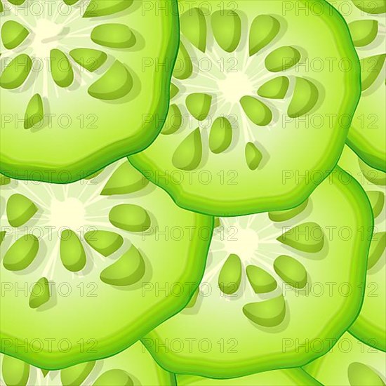 Fresh and juicy cucumbers sclices seamless pattern