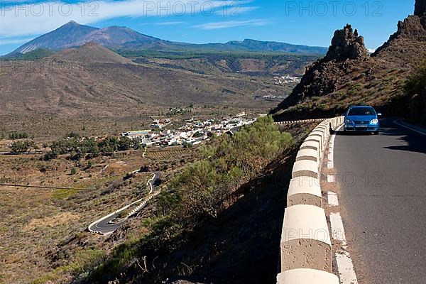 Car on Serpentine Road in Masca Valley