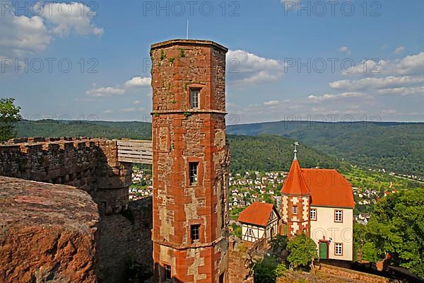 Mountain fortress with hexagonal stair tower and commander's house