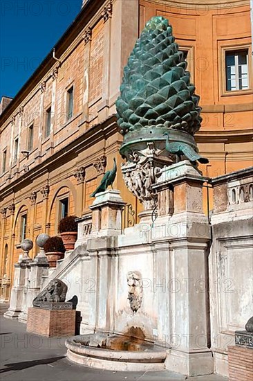 Courtyard of the Pine Cone with Palazzetto del Belvedere and Pine Cone