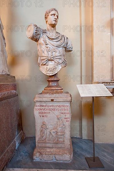 Roman marble bust on stele