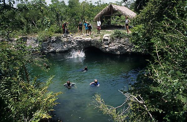 Diver in cenote