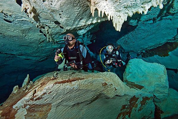 Diver in freshwater cave