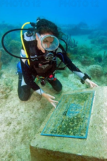 Divers at the memorial plaque of the Galleon nuestra Senora de Guadalupe