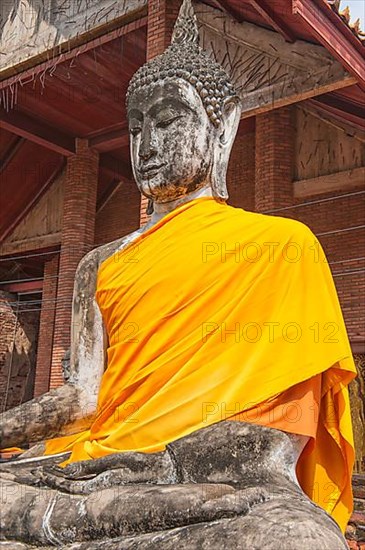 Buddha statues around the central stupa