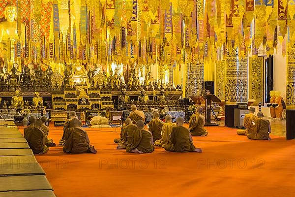 Monks meditating