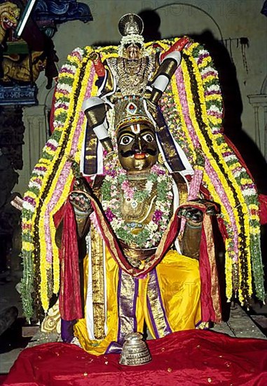 Sri Rama Vishnu mounted on garuda bird in Ramaswamy temple in Kumbakonam