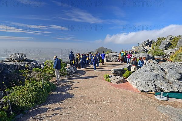 Tourists on the plateau of Table Mountain