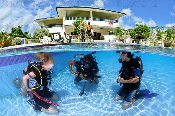 Diver in swimming pool