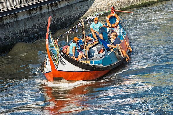 Gondola-like boats of the Moliceiros on the Central Canal