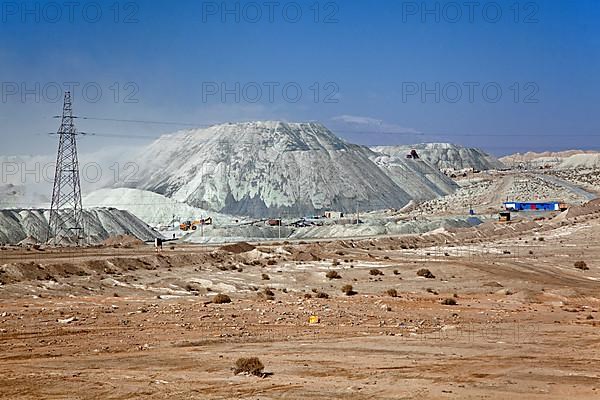 Shimiankuang open pit asbestos mine near Yitunbulake in the Taklamakan Desert