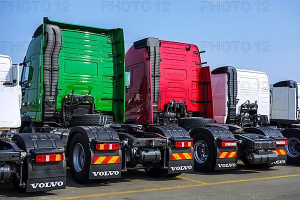 Trucks from Volvo Trucks' assembly plant waiting to be loaded onto the roll-on/roll-off/roo-ship at the seaport of Ghent