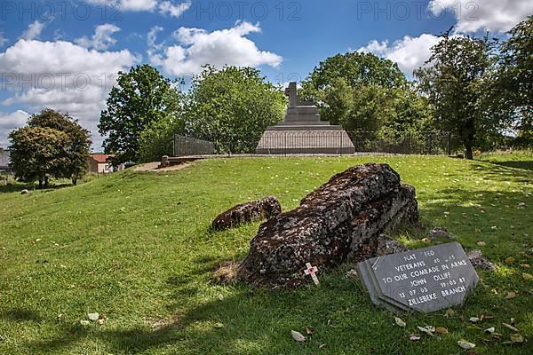 Remains of a German concrete bunker and a monument at Hill 60