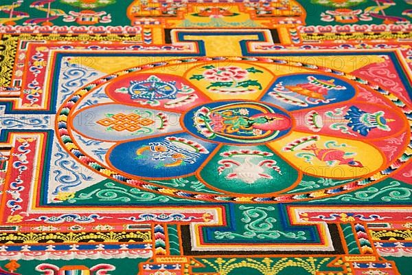 Colorful sand mandala in San Diego