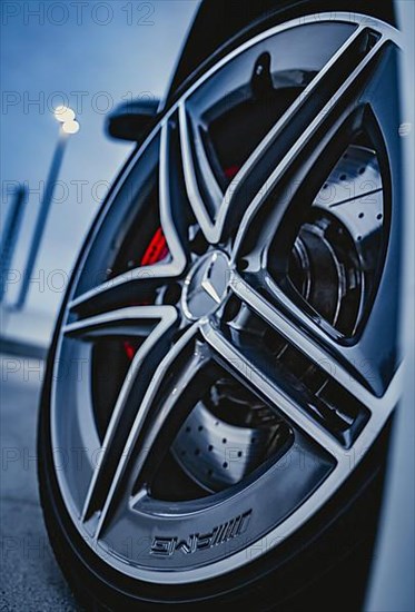 Close-up of a Mercedes AMG rim